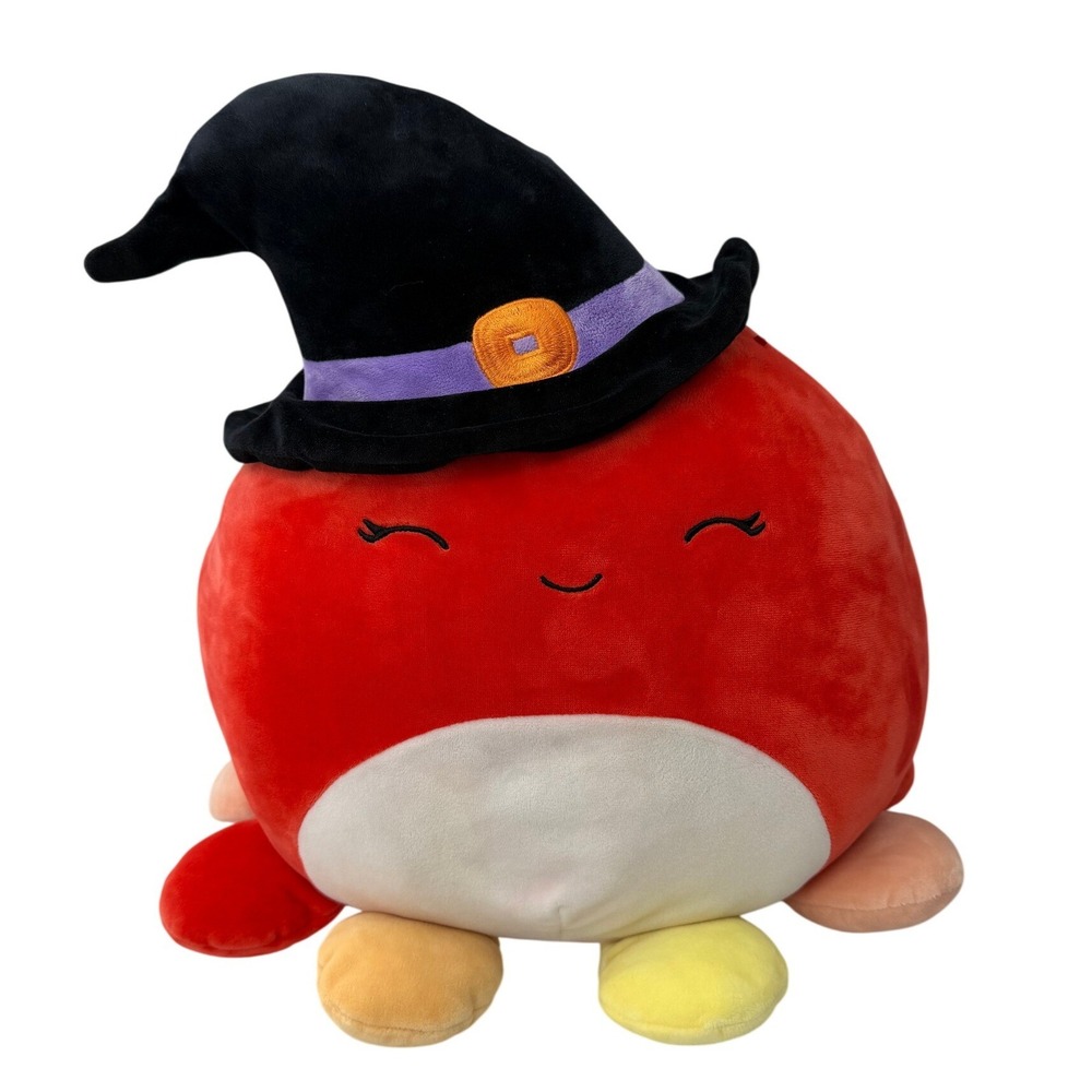 Squishmallows Detra Red Octopus Witch Hat Halloween Plush 18" Kellytoy Stuffed